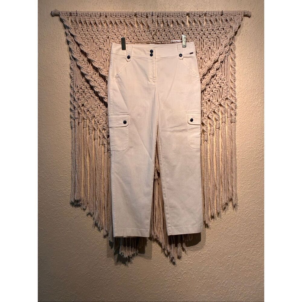 St. John St.John Ivory Off White Cargo Jeans Pants Slacks Size 10
